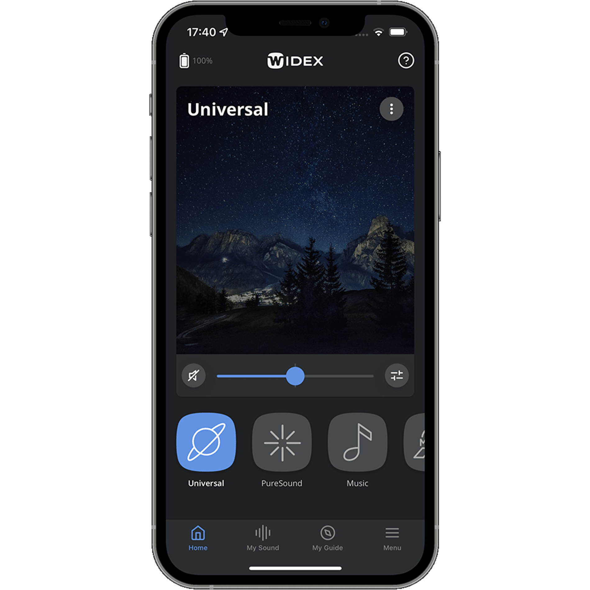 Widex Moment App Screenshot Fernbedienung