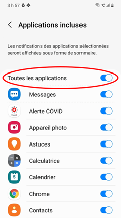 Select apps for notifications