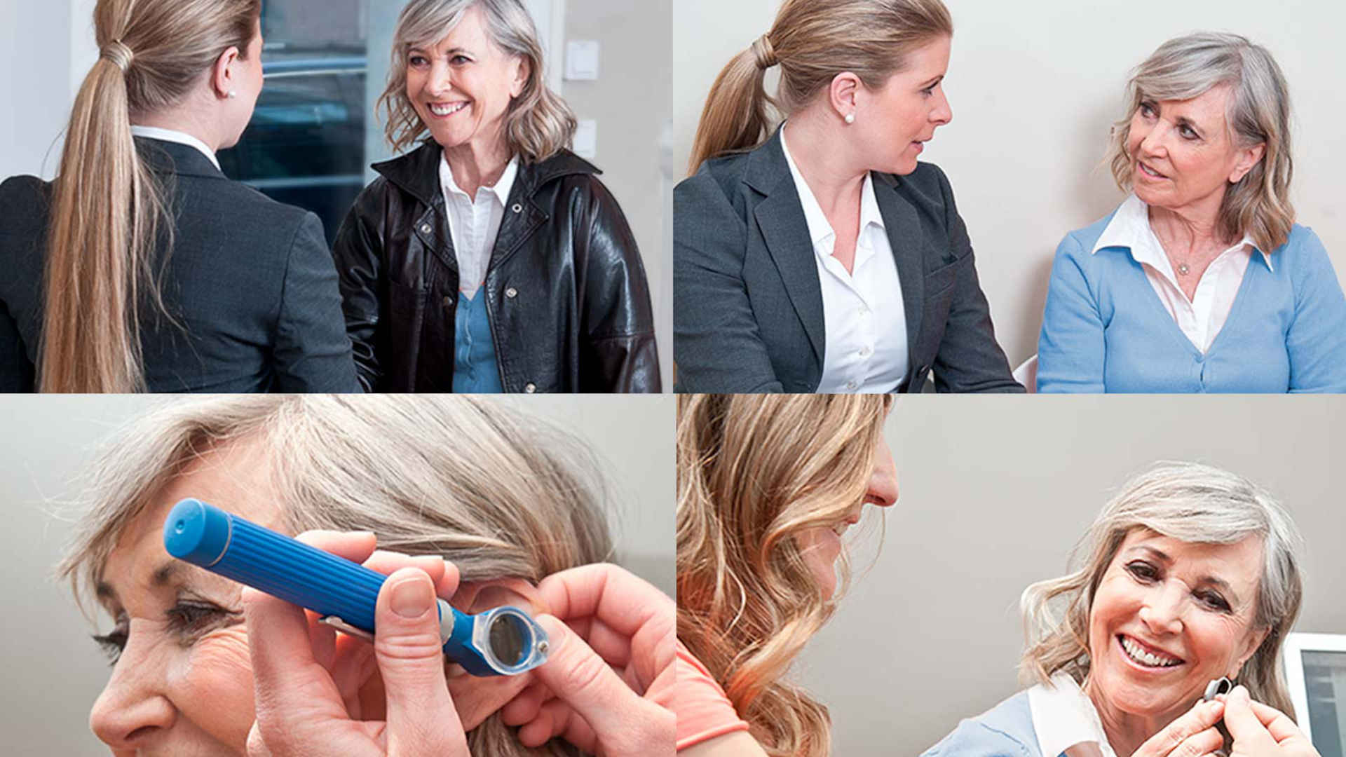 Two woman fitting hearing aids
