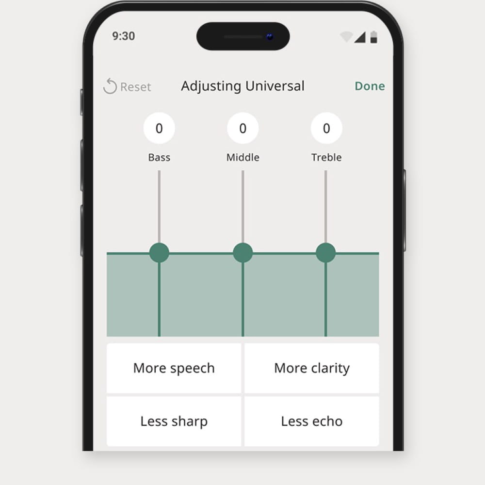 Widex Allure App Equalizer Screen