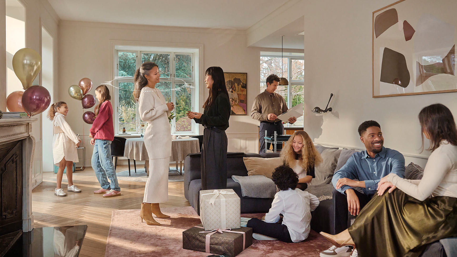 People sitting in the living room