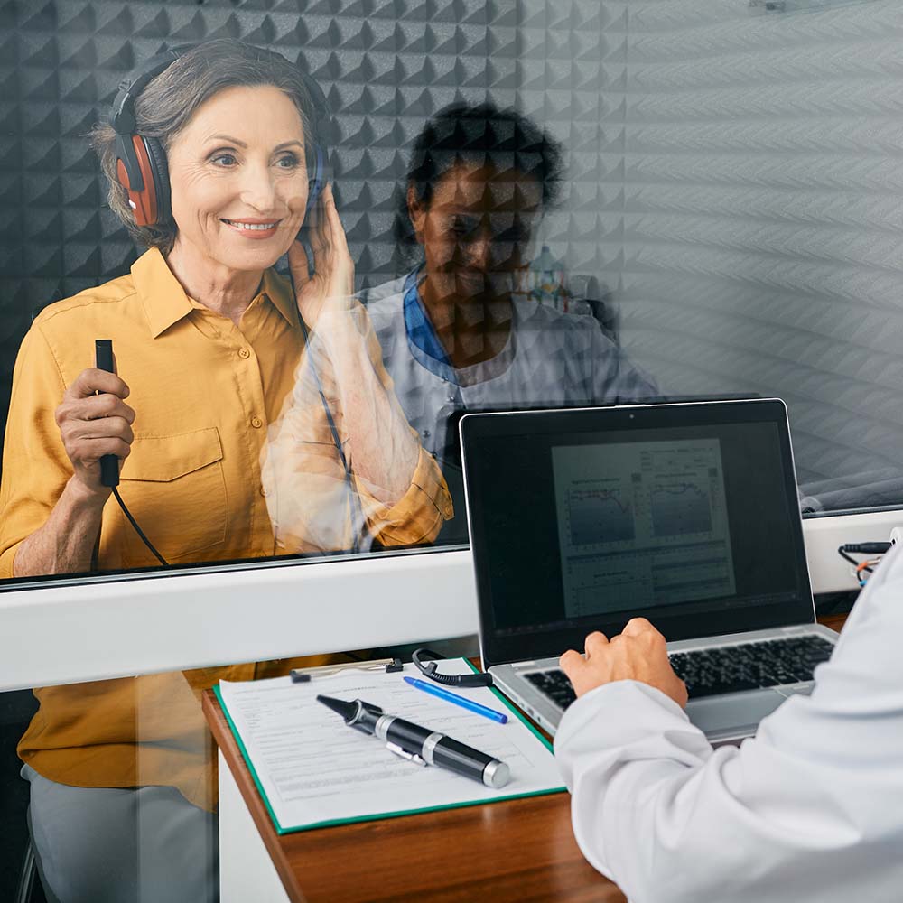 Woman doing a professional hearing test