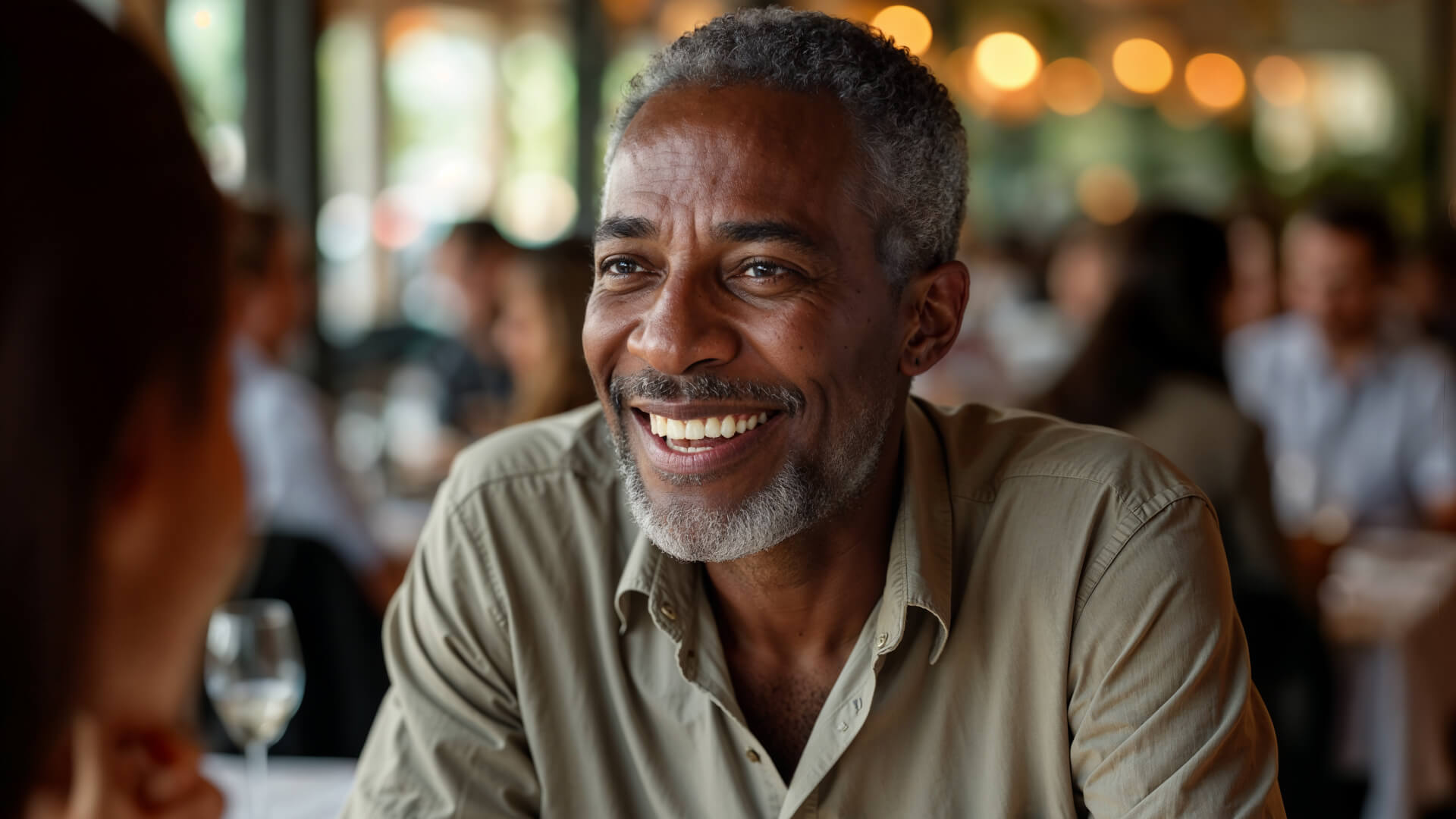Man smiling front side