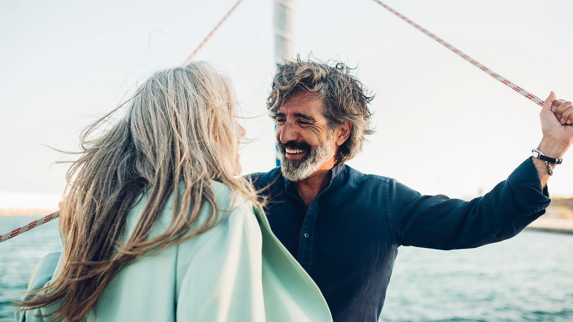 Couple on a sail boat